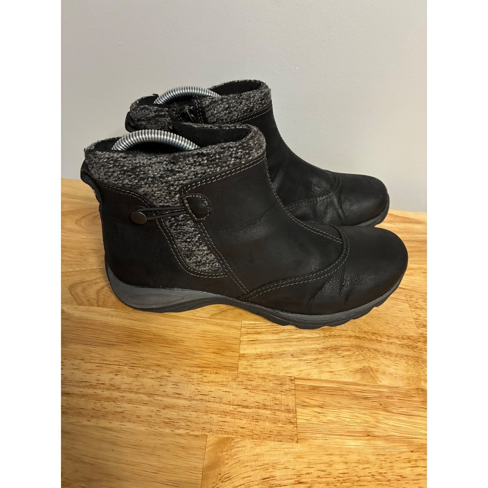 Eastland Bridget Womens Black Ankle Boots‎ Knit Collar Side Zip 8.5M 2160-01